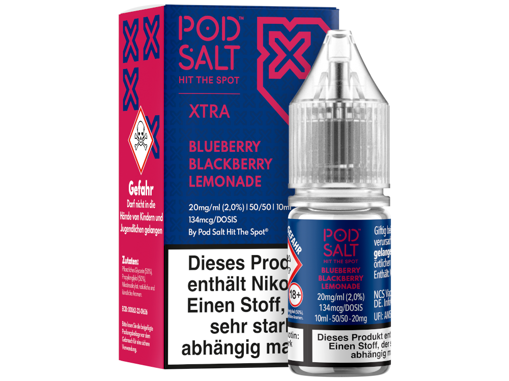 Pod Salt X Nikotinsalz-Liquid Blueberry Blackberry Lemonade 20 mg/ml