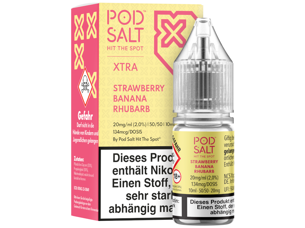 Pod Salt X Nikotinsalz-Liquid Strawberry Banana Rhubarb 20 mg/ml