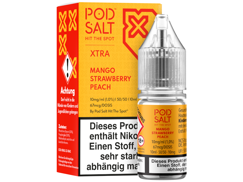 Pod Salt X Nikotinsalz-Liquid Mango Strawberry Peach