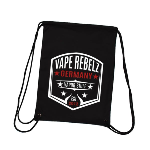 Turnbeutel schwarz mit Vape Rebelz Logo Aufdruck
