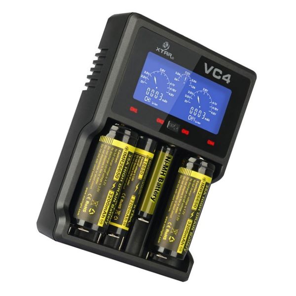 Xtar VC4 Ladegerät für Li-Ion 3.6 - 3.7 V und NIMH Akkus mit USB-Kabel